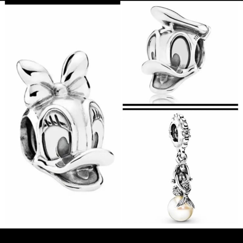 Pure silver 925 stamped Disney charms with mermaid lot of 3 - Picture 1 of 12